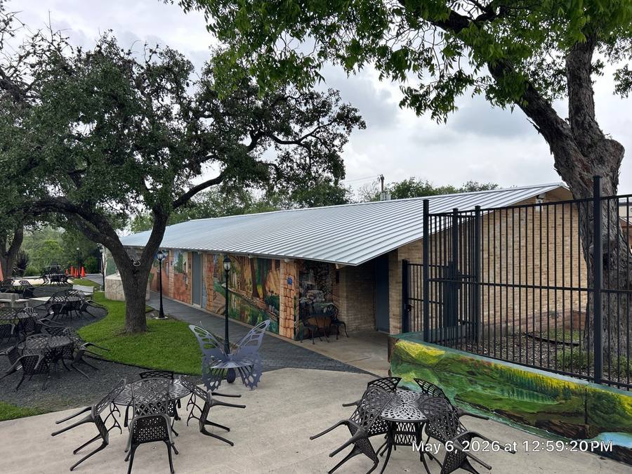Completed standing seam metal roof on commercial building