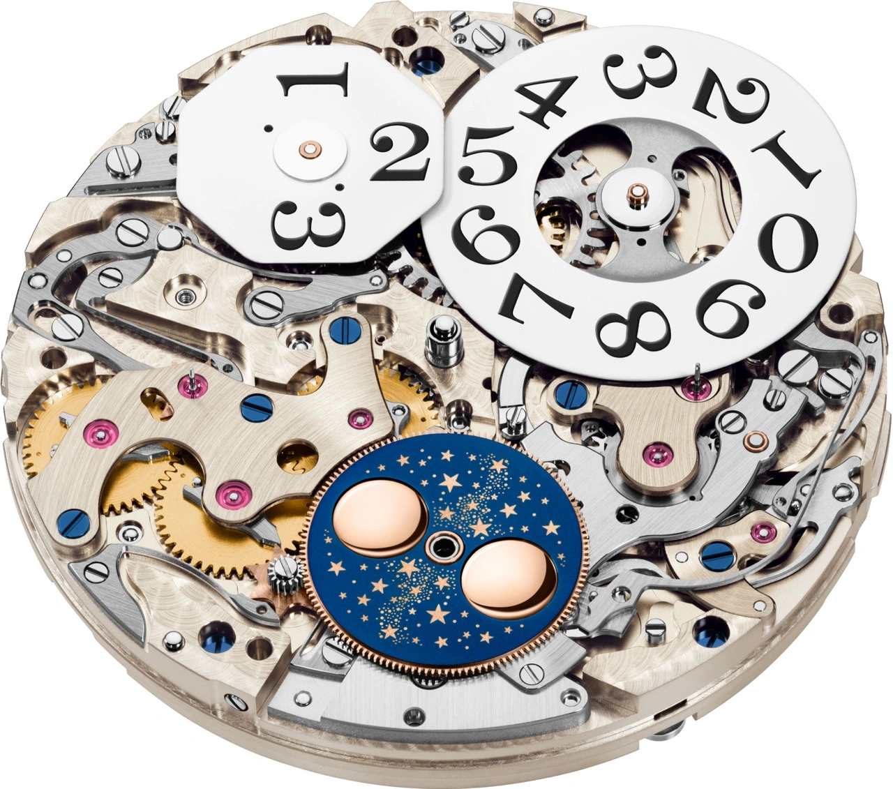 Case and strap details of the Saxonia Annual Calendar highlighting the slim profile and gold buckle