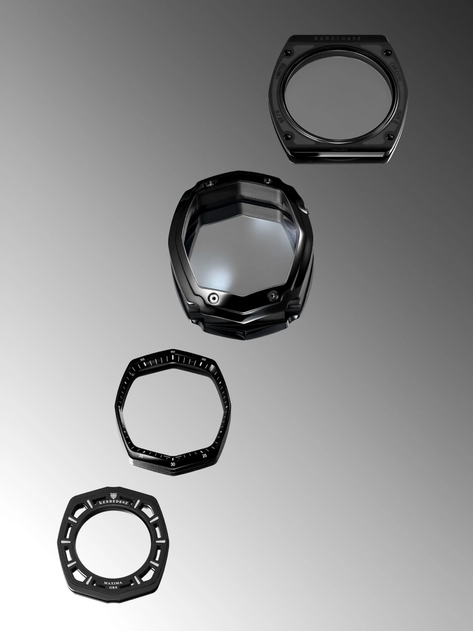 Kerbedanz Maxima GR8 39mm ceramic edition showing the rubber strap and titanium deployant buckle