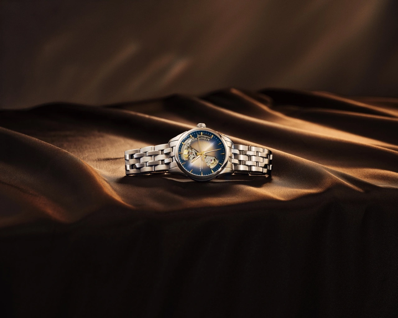 Hamilton Jazzmaster Open Heart 36mm with midnight blue dial on metal bracelet