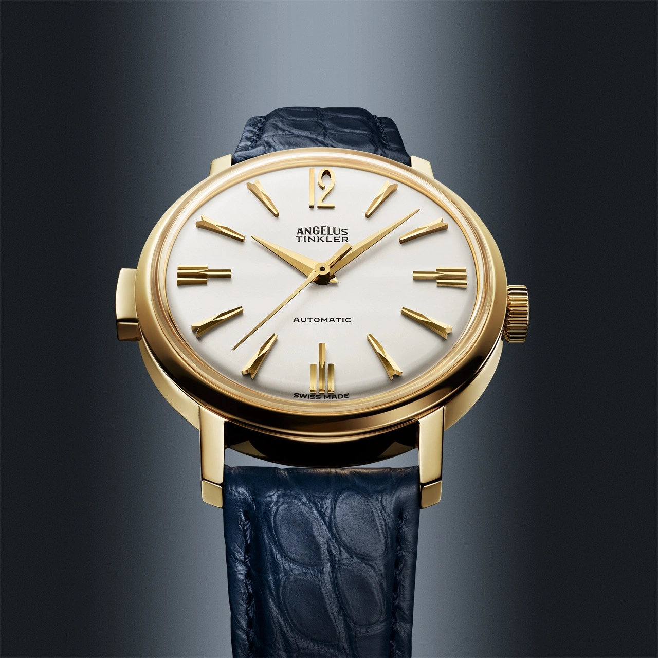 Angelus Tinkler 1958 quarter repeater in a vintage-inspired 38 mm case showing the sunburst dial and distinctive hour markers