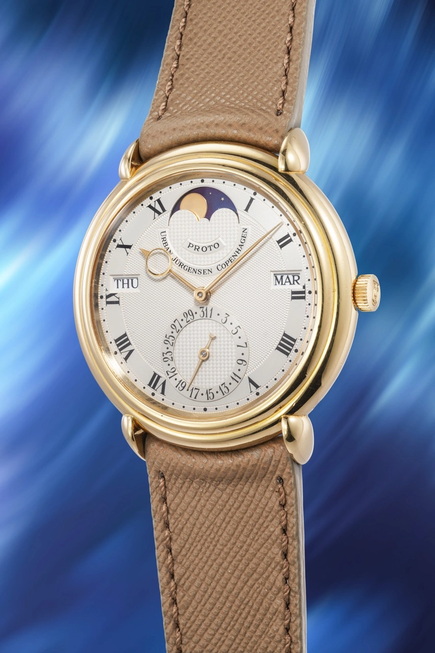 Detail of the independent watchmaking prototypes offered by Phillips in Geneva