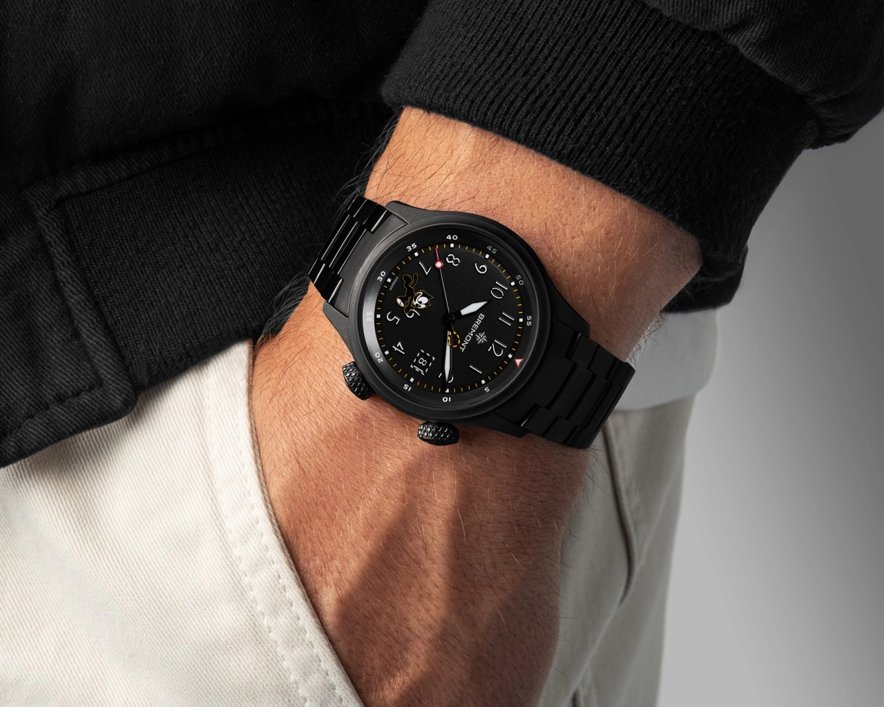 Bremont Altitude MB Meteor Felix the Cat on leather strap with yellow accents