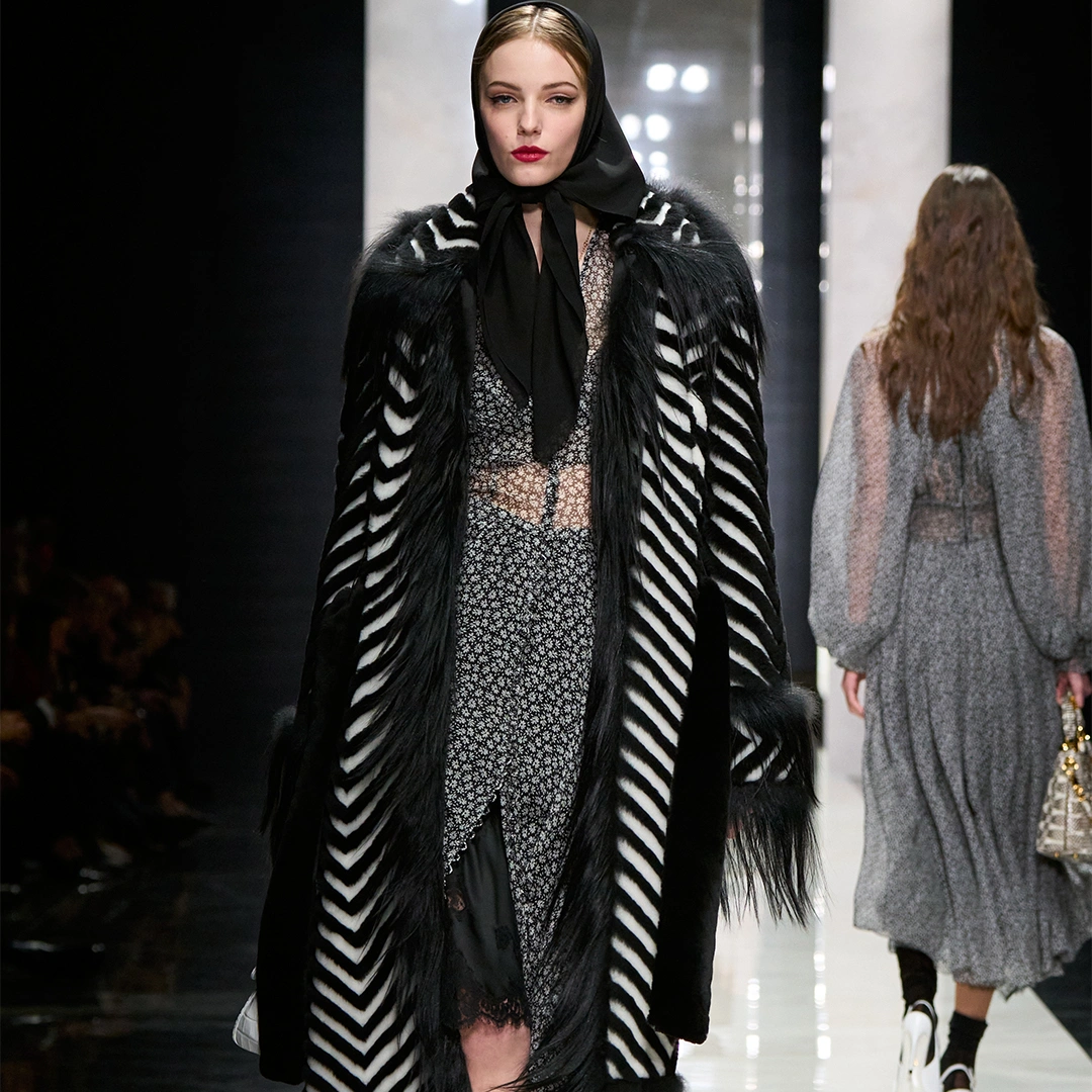 Detail of lace and Sicilian-inspired styling from Dolce&Gabbana Fall/Winter 2026
