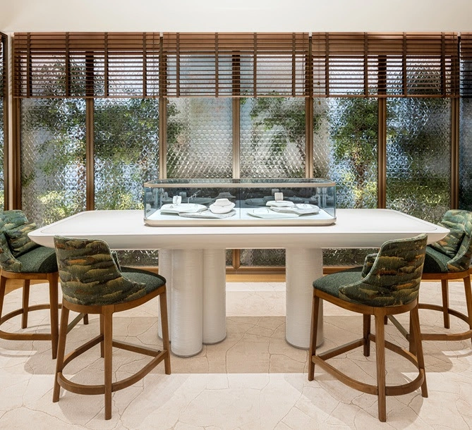 The Bar at De Beers Paris flagship with greenery-inspired design