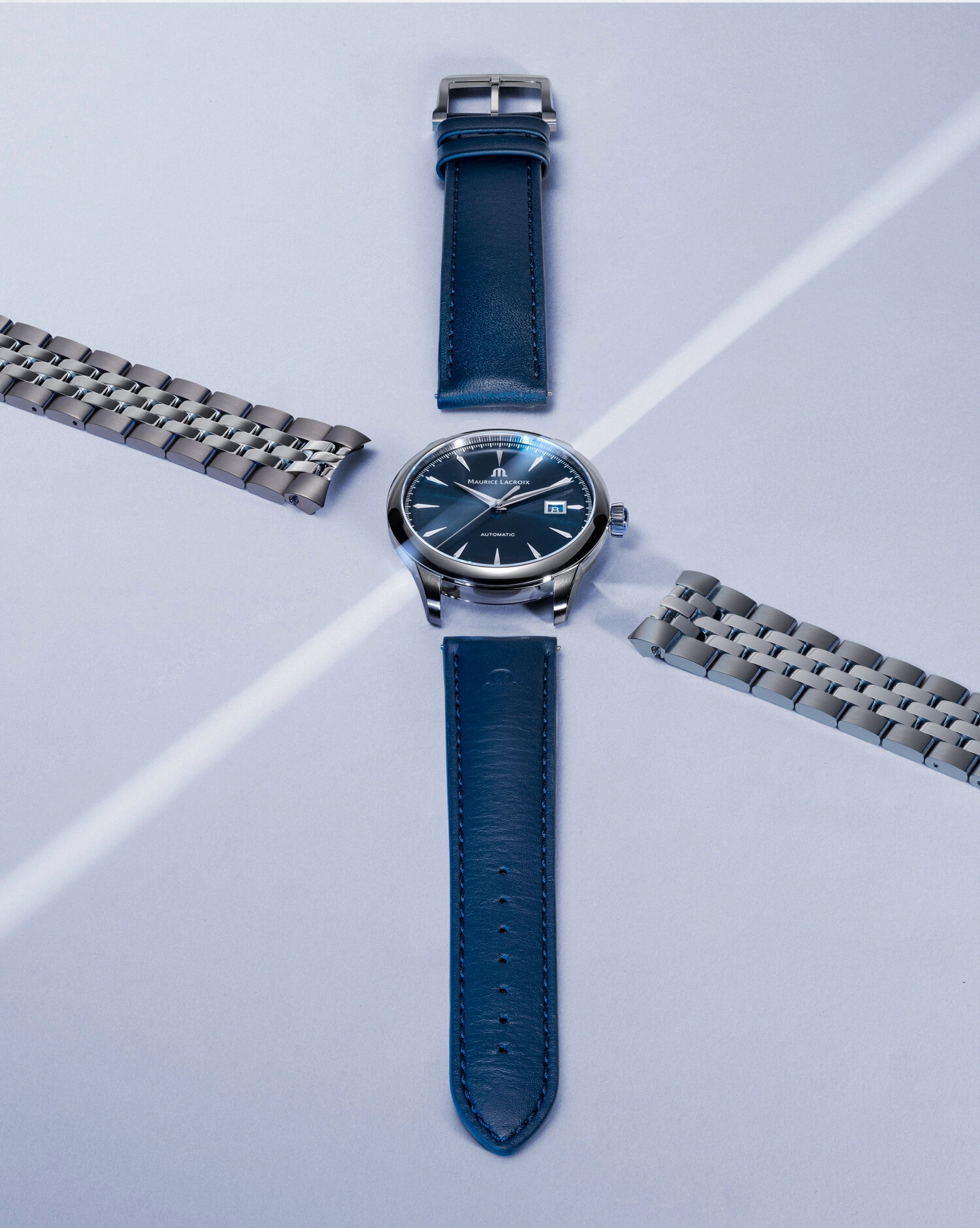 Maurice Lacroix 1975 on leather strap highlighting Easy Strap Exchange system
