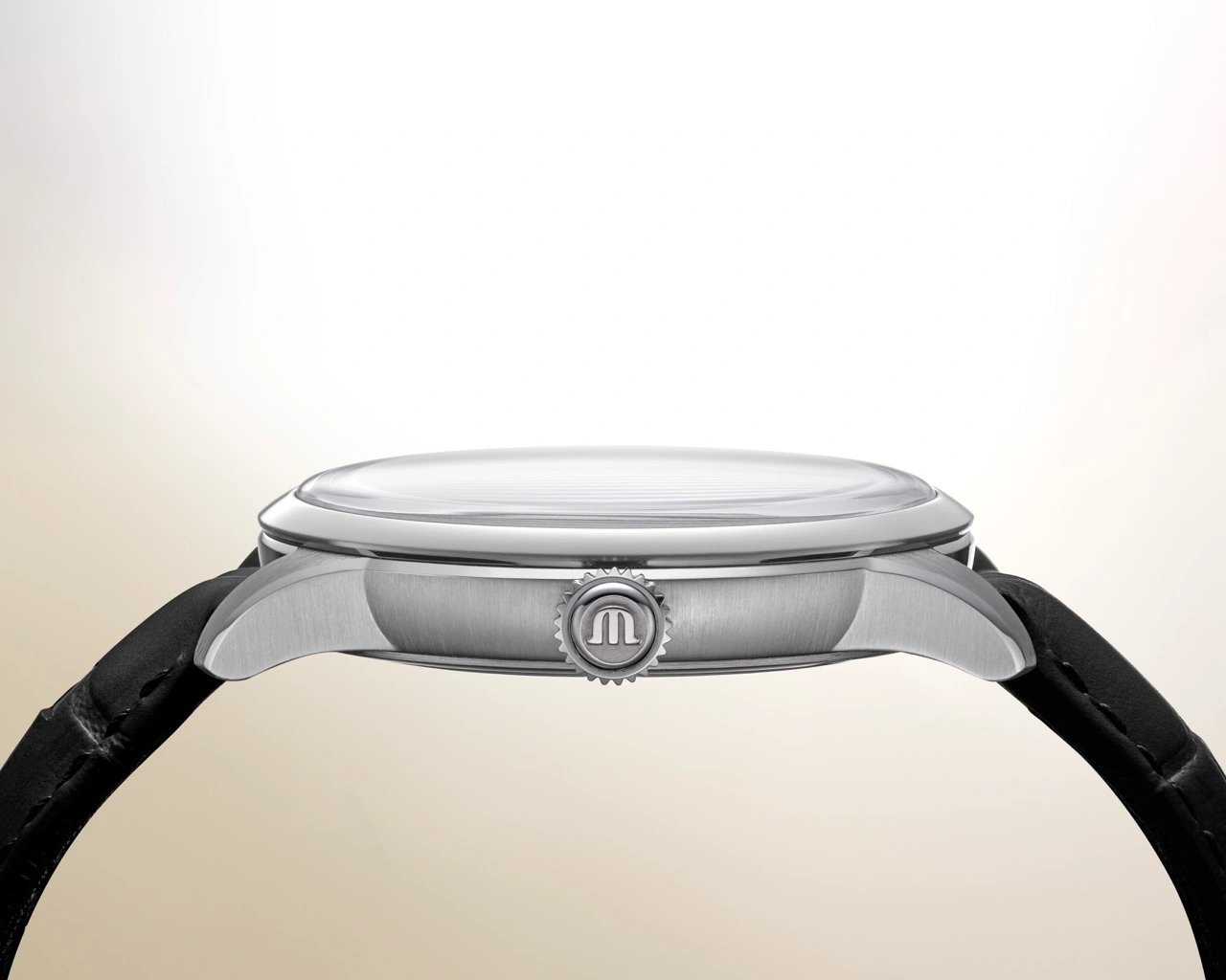 Caseback and strap details of the Maurice Lacroix 1975 Automatic GMT Silver Mist limited edition