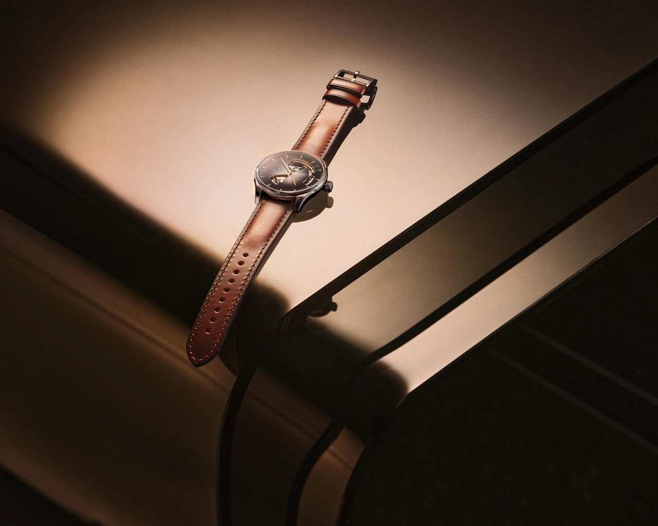 Hamilton Jazzmaster Open Heart 40mm with turquoise dial and open-heart aperture