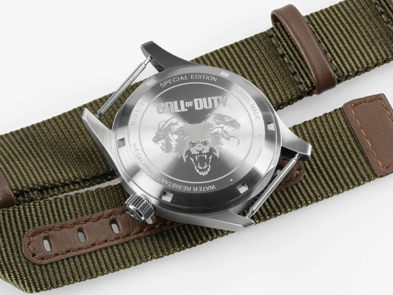 Side profile of the Hamilton Khaki Field Auto 38mm Call of Duty Special Edition showing 38mm stainless steel case