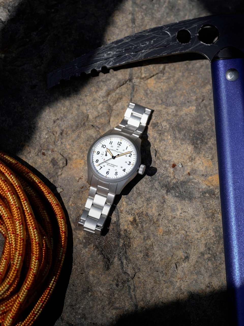 Hamilton Khaki Field Power Reserve Mechanical 40mm with power reserve indicator and sandblasted case