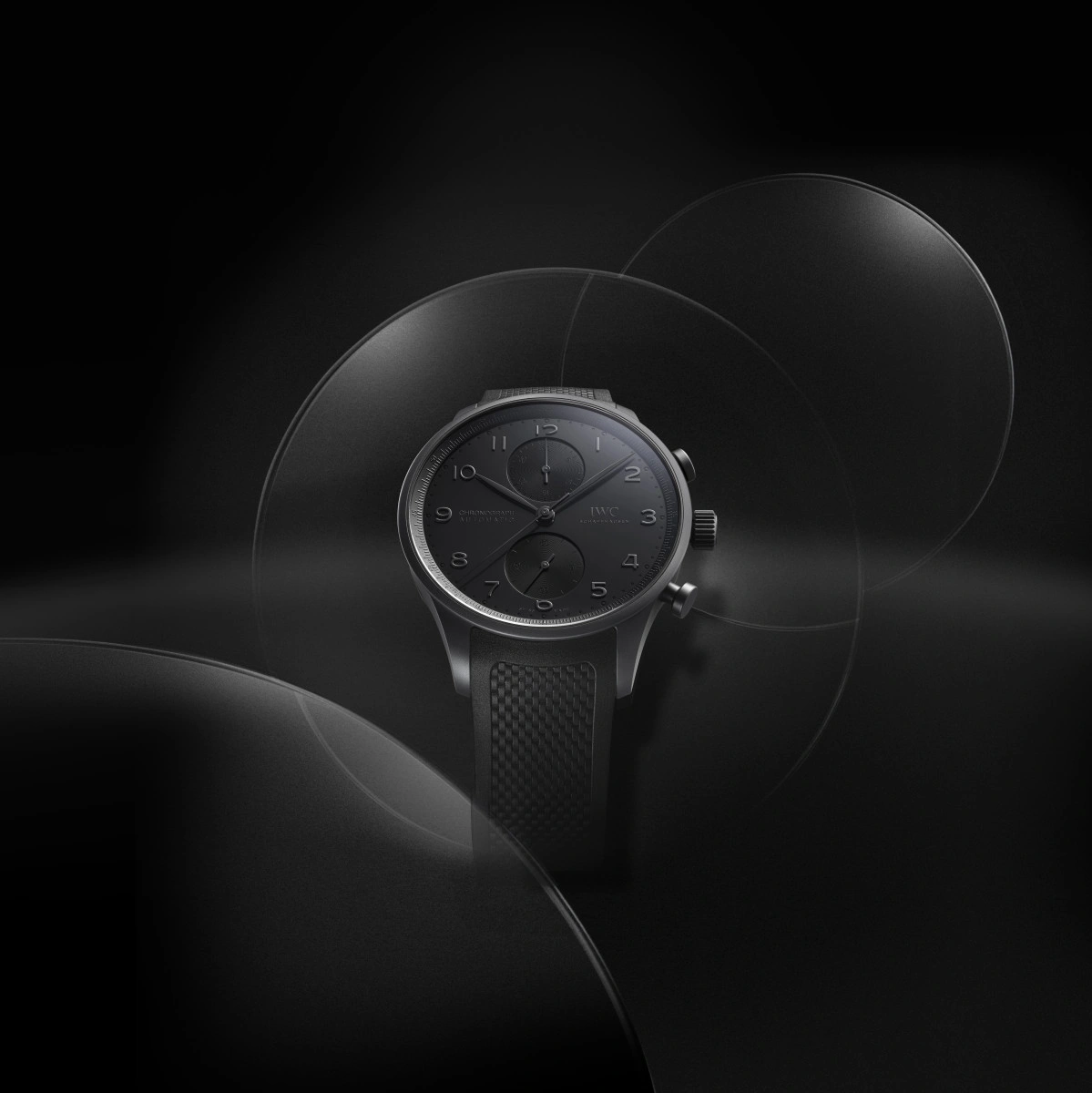 IWC Portugieser Chronograph Ceratanium all-black limited edition on black rubber strap