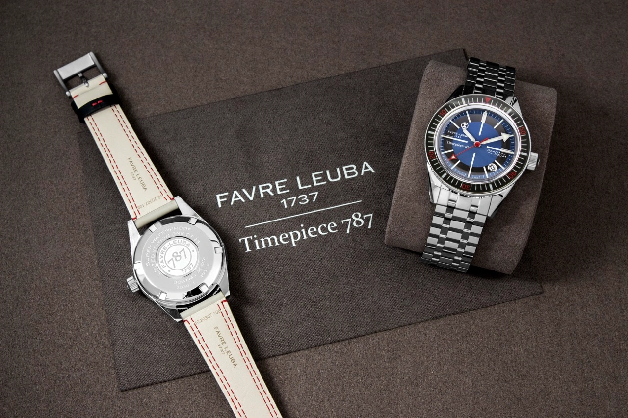 Favre Leuba Deep Raider Revival x Timepiece 787 neo-vintage diver with blue bullseye dial