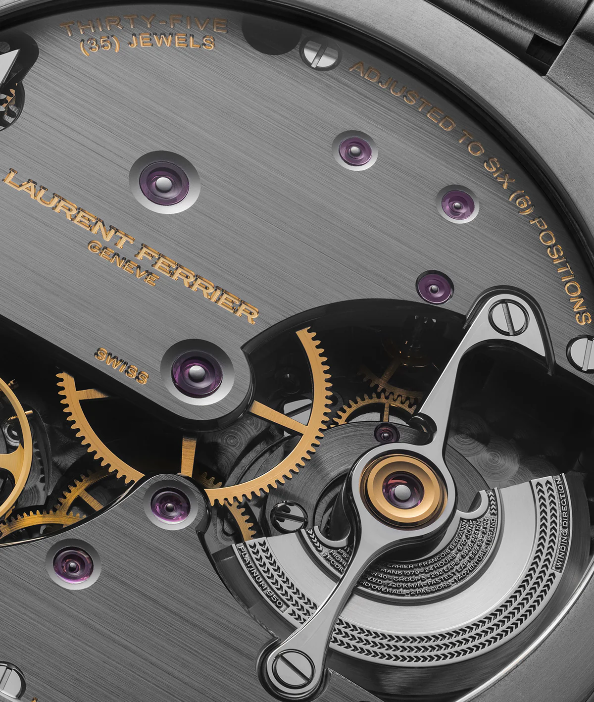 Caseback of the Laurent Ferrier Sport Traveller revealing the LF275.01 micro-rotor movement