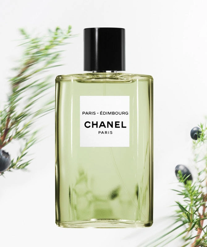Close-up of Les Eaux de Chanel fragrance spray in use