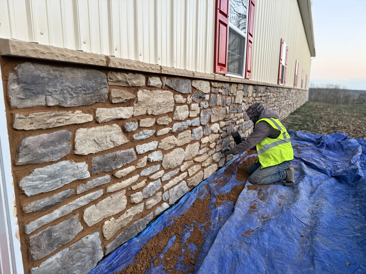 Stone veneer installation