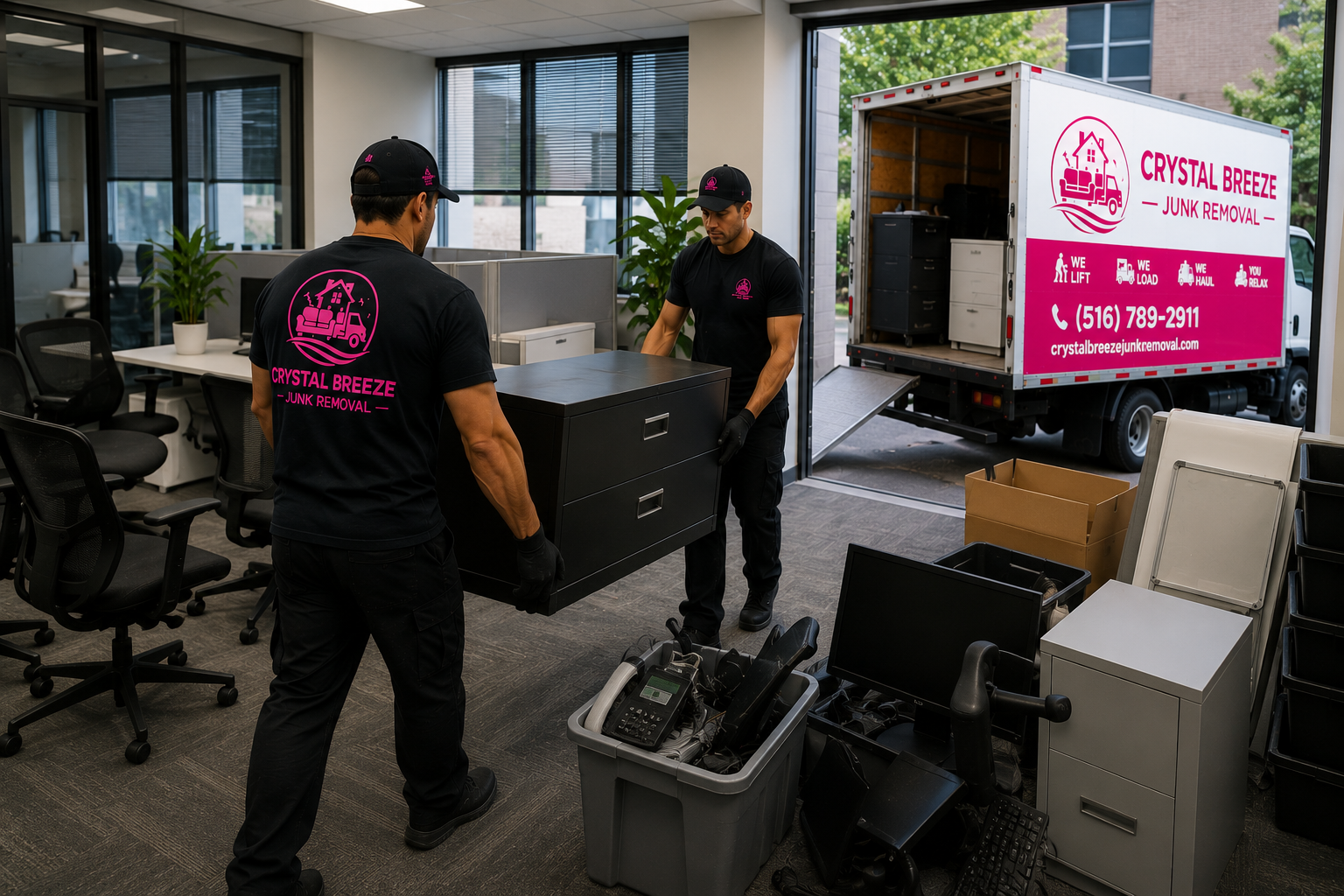 Crystal Breeze crew removing office furniture