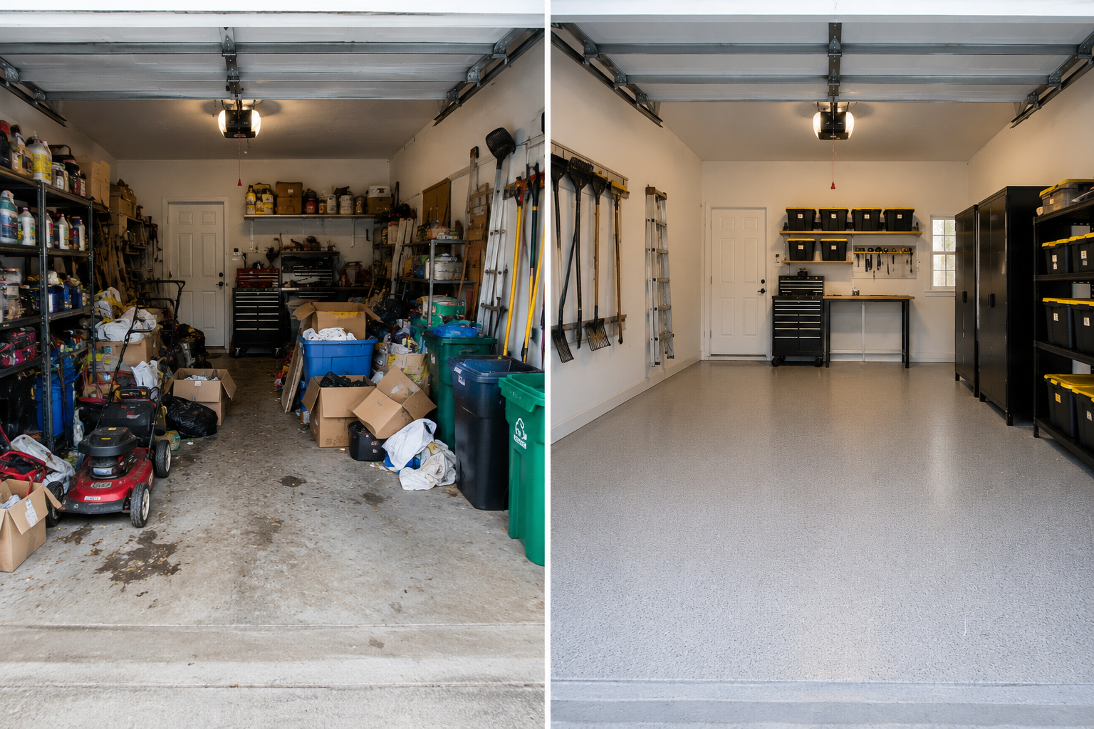 Garage cleanout before and after example