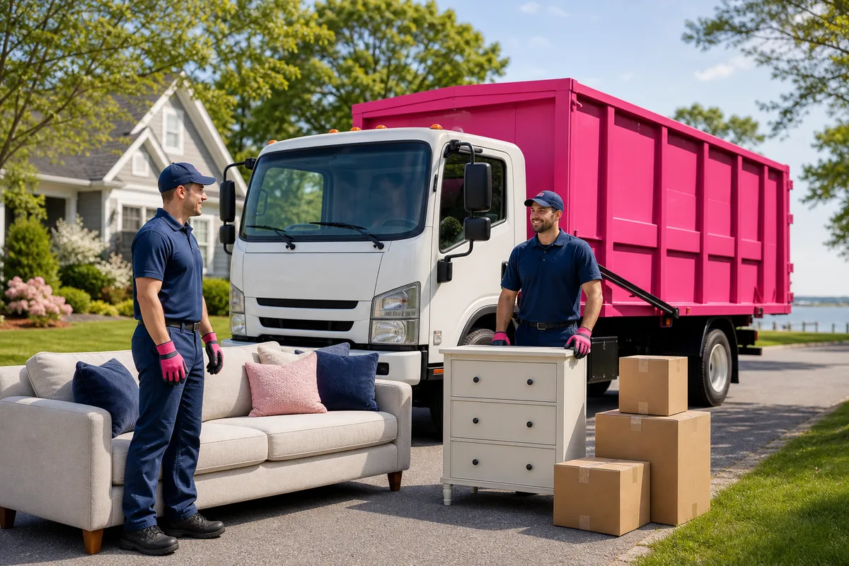 Representative junk removal truck and crew