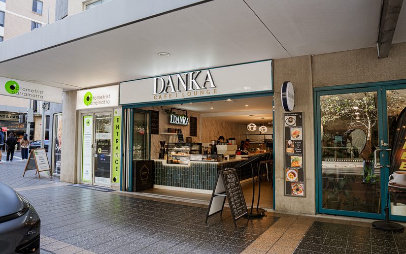 The Danka Café & Lounge storefront on George Street, Parramatta