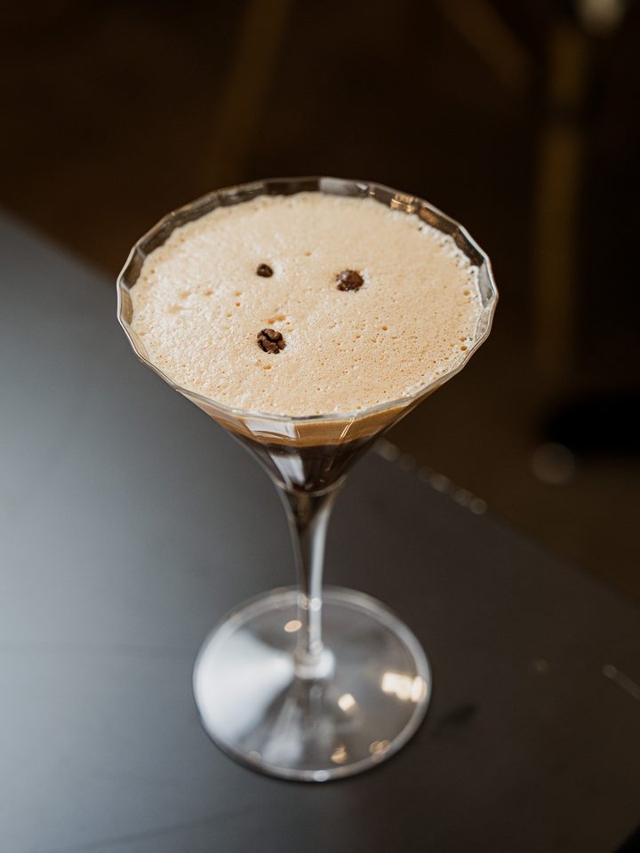 Midnight Shaker — Danka's espresso martini mocktail with three coffee beans