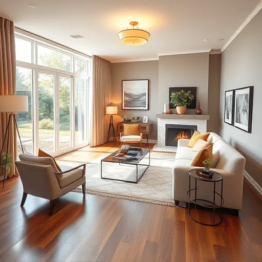 Stylish living room in Griffith, IN featuring hardwood floors, modern furnishings, and natural light enhancing comfort.