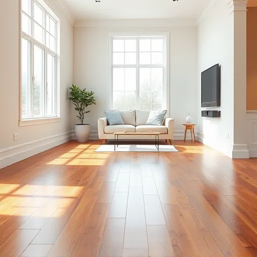 Pristine repaired living room in East Chicago with hardwood floors, neutral walls, restored baseboards, fresh paint, and natural light