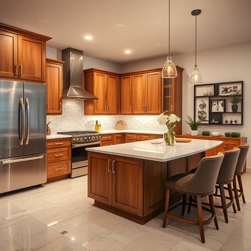 Modern kitchen in Schererville IN features sleek stainless steel appliances, quartz island, and elegant cabinetry.