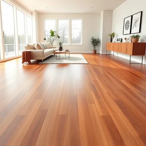 Freshly installed polished hardwood flooring in a modern East Chicago living space with natural light and elegant decor