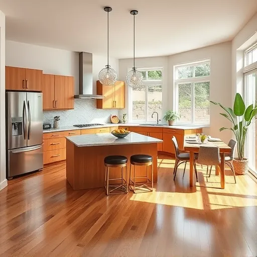 Modern kitchen remodel in Glenwood, IL features quartz countertops, stainless steel appliances, and inviting decor.
