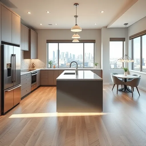Newly renovated kitchen in East Chicago with modern cabinetry, stainless steel appliances, and polished granite countertops.