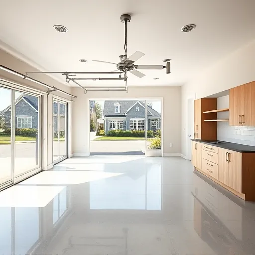 Renovated modern garage conversion in East Chicago with sleek flooring large windows and built-in storage