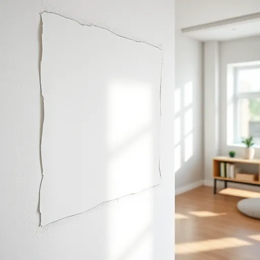 Close-up of a flawless drywall repair with smooth finish, subtle textures, and seamless blending in a bright, tidy modern room