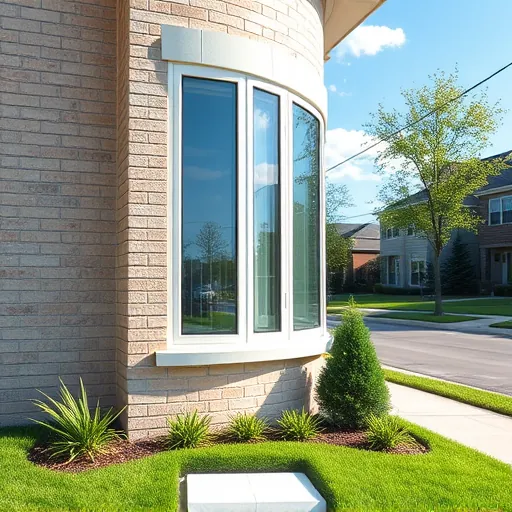 Freshly replaced double-glazed window in modern East Chicago home with brick exterior, lush landscaping, and neighborhood setting
