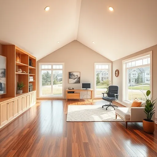 Finished attic conversion in East Chicago with vaulted ceilings, natural light, hardwood floors, built-in storage, cozy seating, and scenic views