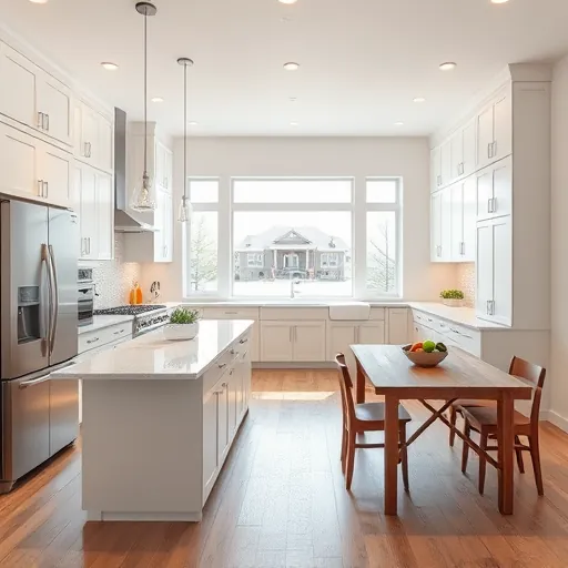 Modern kitchen remodel in Marktown IN featuring stainless steel appliances, quartz island, and natural light accents.