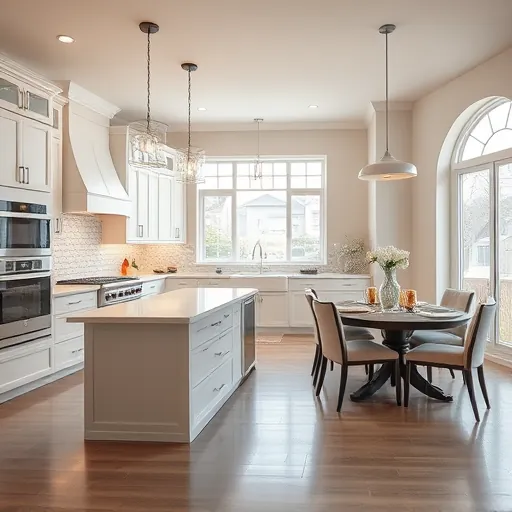 Stunning modern kitchen remodel in Markham IL featuring quartz countertops, custom cabinetry, and elegant lighting.