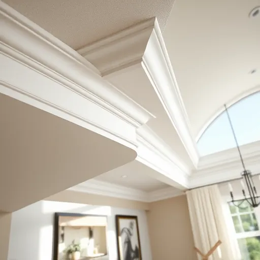Close-up of expertly installed painted crown molding in a modern East Chicago interior with natural light and detailed craftsmanship