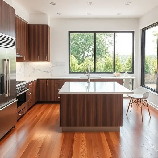 Newly remodeled kitchen in East Chicago showcasing white quartz countertops, marble backsplash, and dark wood cabinetry.