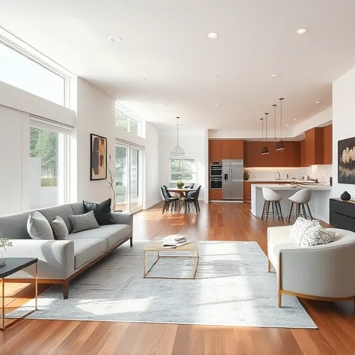 Modern living room remodel in Orland Park, IL with sleek furniture, natural light, and elegant finishes.