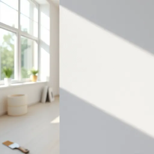 Close-up of seamless drywall repair with smooth white surface in a bright modern room in East Chicago Indiana