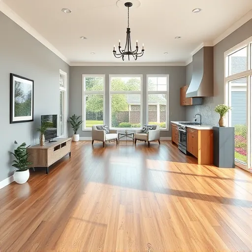 Modern Steger IL living room remodel with hardwood floors, spacious kitchen, natural light, and elegant decor.