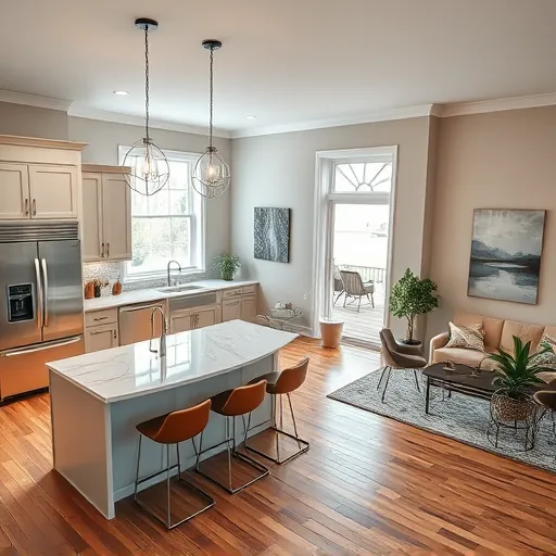 Modern kitchen remodel in Dolton, IL with stainless steel appliances, marble countertops, and inviting decor.
