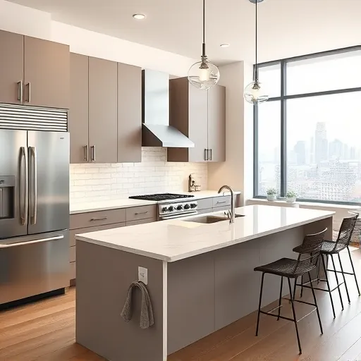 Renovated East Chicago kitchen with modern cabinetry, stainless steel appliances, stylish marble countertop, and natural light.
