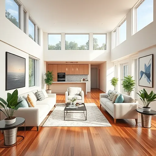Remodeled living room in Olympia Fields IL with modern furniture, natural light, hardwood floors, and elegant decor.