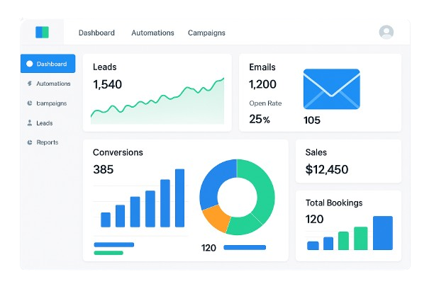 Modern CRM software landing page with CTA and user benefits highlighted