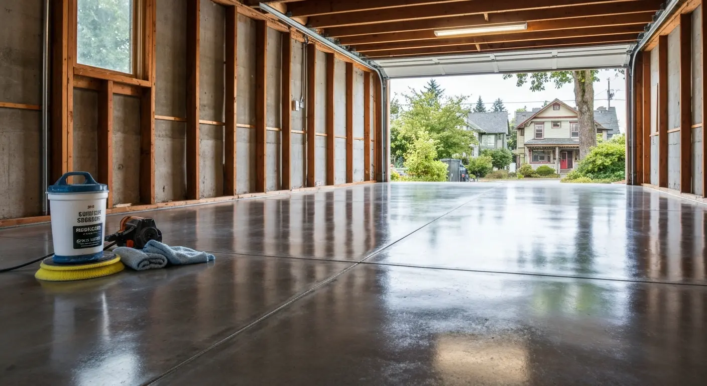 Polished concrete garage floor