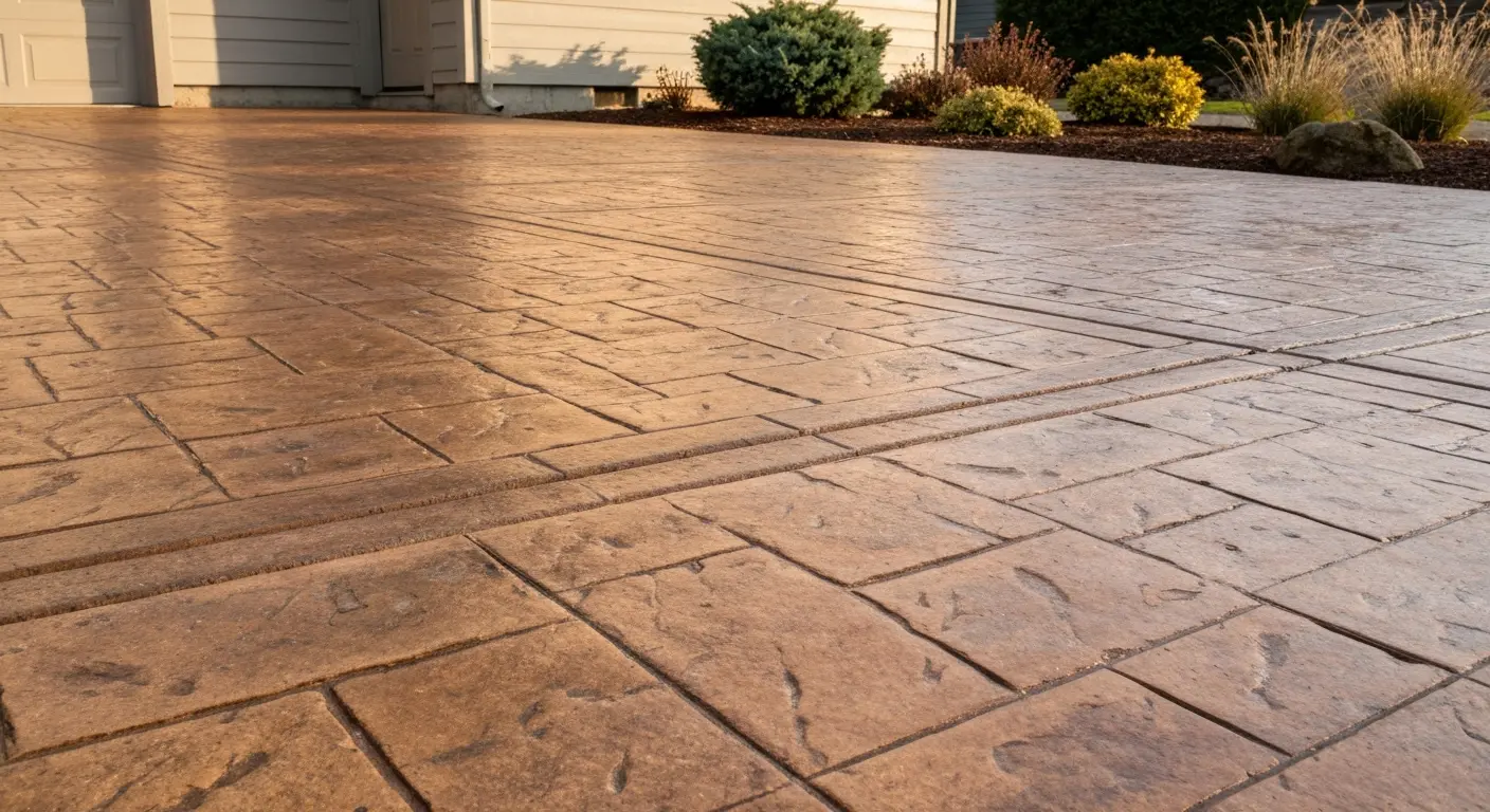 Stamped concrete driveway