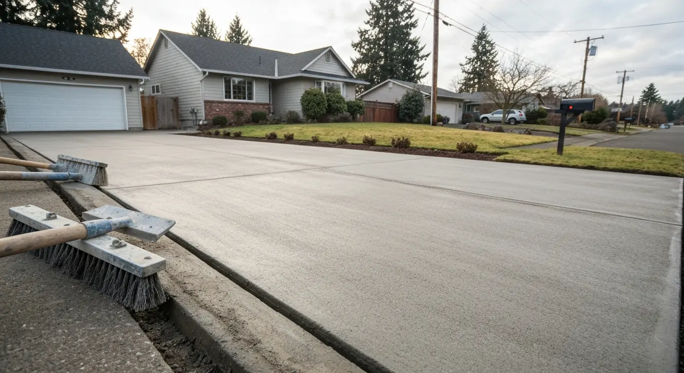 Concrete driveway installation