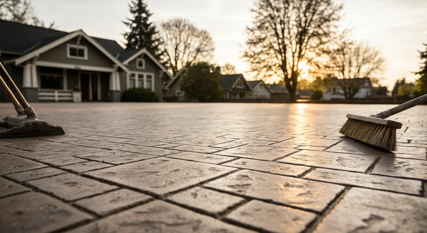 Stamped concrete driveway