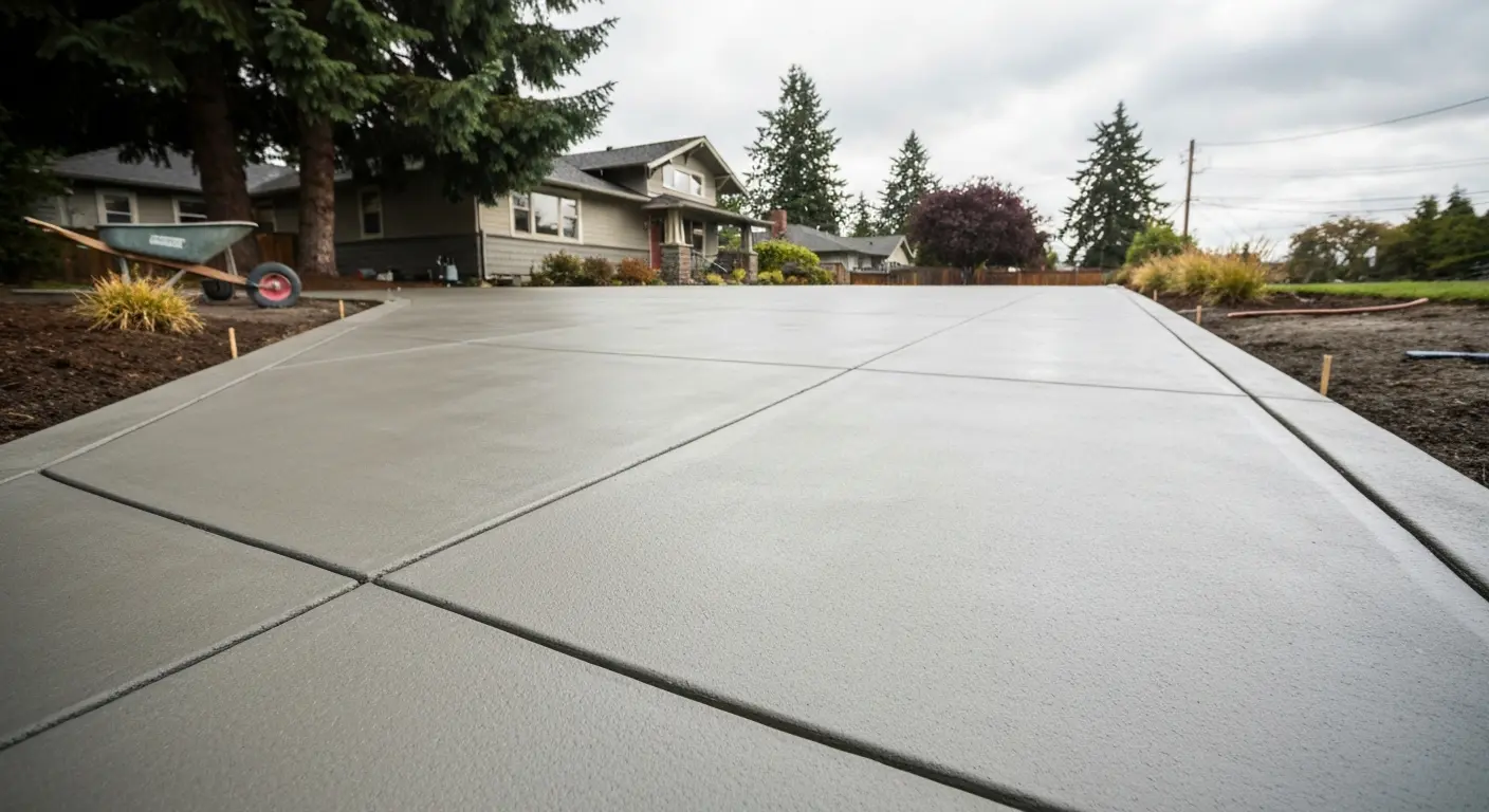 New concrete driveway installation